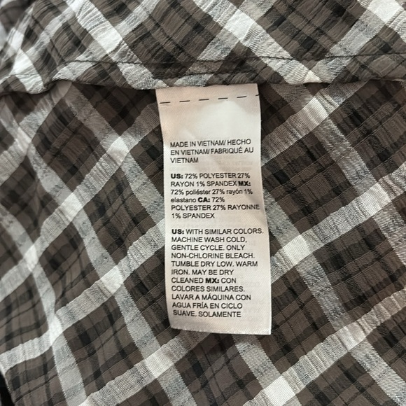Chico’s Puckered Plaid Billow Sleeve Blouse SZ 3/US 16/18 EUC - Picture 6 of 7